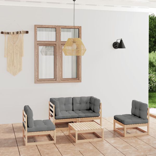 vidaXL 5-tlg. Garten-Lounge-Set mit Kissen Kiefer Massivholz