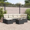 vidaXL Sofa Set mit Kissen 7 pcs Schwarz und Creme Poly-Rattan