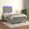 vidaXL Boxspringbett mit Matratze & LED Hellgrau 120x190 cm Samt
