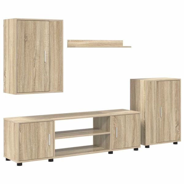 vidaXL TV-Schrankset Wandmontiert 4 pcs Sonoma-Eiche Holzwerkstoff