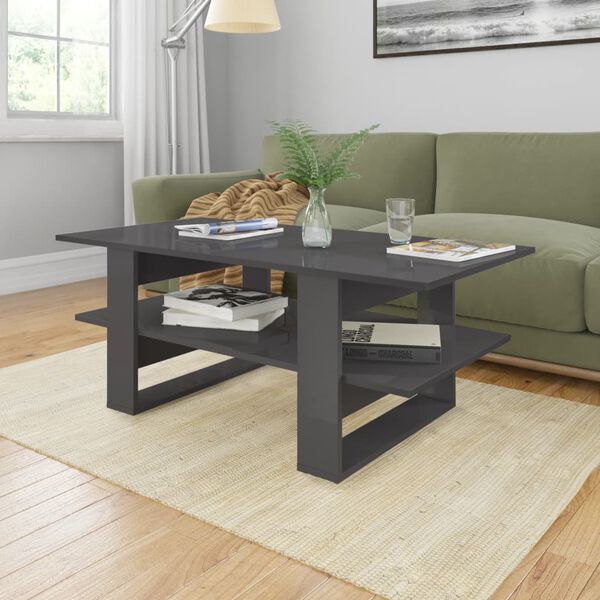 vidaXL Couchtisch Hochglanz-Grau 110x55x42 cm Holzwerkstoff