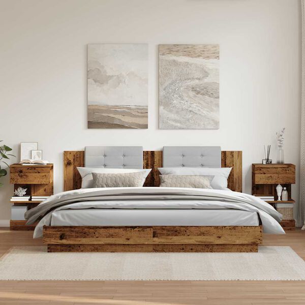 vidaXL Nachttische 2 Stk. Altholz-Optik 40x35x65 cm Holzwerkstoff