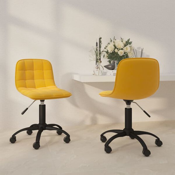 vidaXL Esszimmerst&uuml;hle 2 Stk. Drehbar Senfgelb Samt