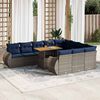 vidaXL 11-tlg. Garten-Sofagarnitur mit Kissen Grau Poly Rattan