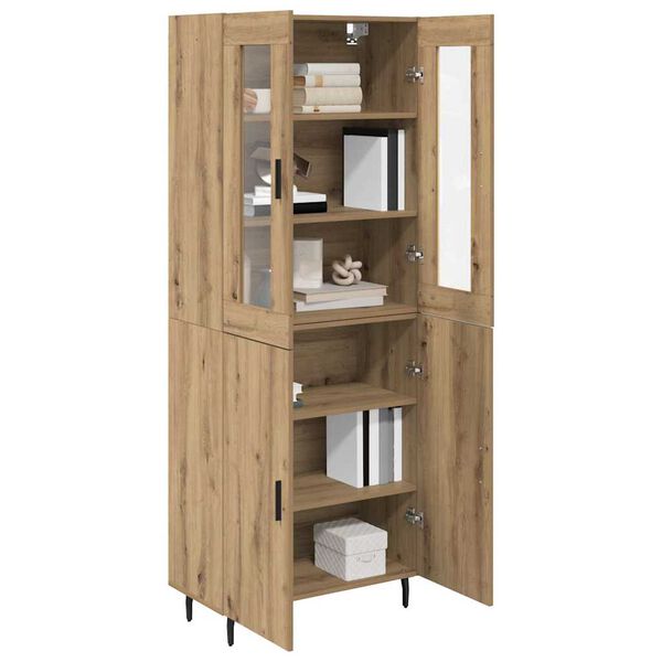 vidaXL Highboard 2 pcs Artisan-Eiche Engineered Wood und Glas