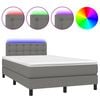 vidaXL Boxspringbett mit Matratze & LED Dunkelgrau 120x200 cm Stoff