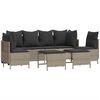 vidaXL 5-tlg. Garten-Sofagarnitur mit Kissen Hellgrau Poly Rattan