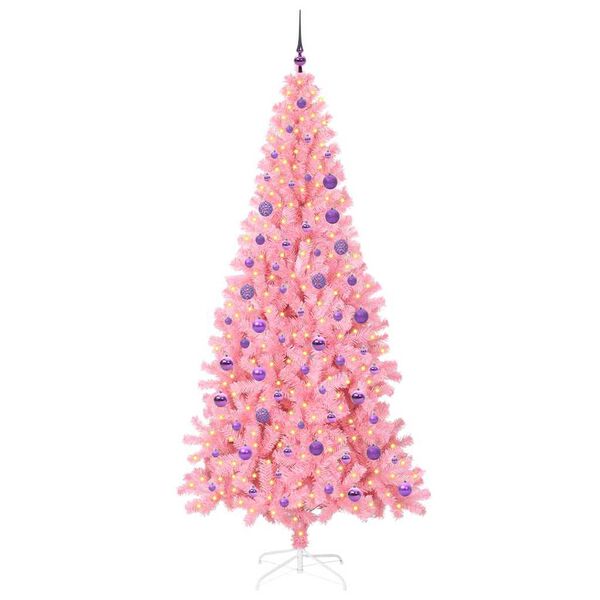 vidaXL Weihnachtsbaum mit 300 LEDs mit St&auml;nder Rosa 180 cm PVC