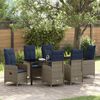 vidaXL Garten Essgruppe mit Kissen 7 pcs Schwarz Poly Rattan