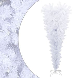vidaXL K&uuml;nstlicher Weihnachtsbaum mit St&auml;nder Umgekehrt Wei&szlig; 120 cm