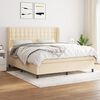 vidaXL Boxspringbett mit Matratze Creme 160x200 cm Stoff