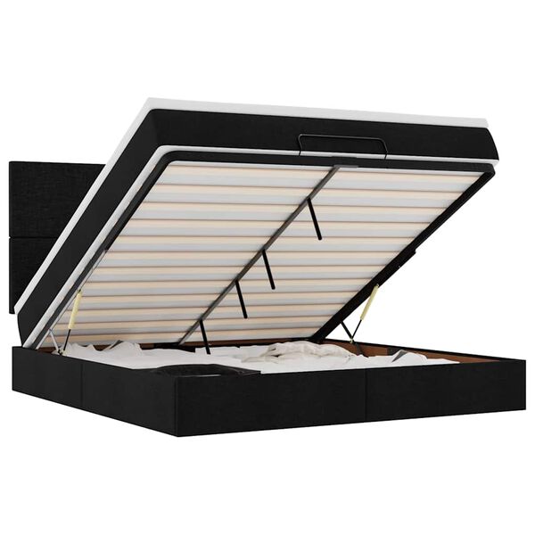 vidaXL Ottoman-Bett mit Matratze Schwarz 180x200 cm Stoff