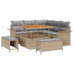 vidaXL Gartensofa-set mit Kissen 8 pcs Beige Poly-Rattan