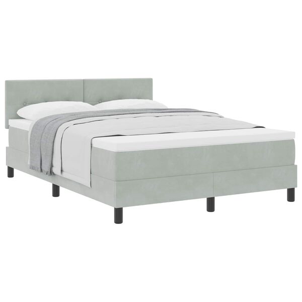 vidaXL Boxspringbett mit Matratze Hellgrau 140 x 190 cm Samt