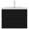 vidaXL Waschbeckenunterschrank mit Einbaubecken Schwarz Holzwerkstoff