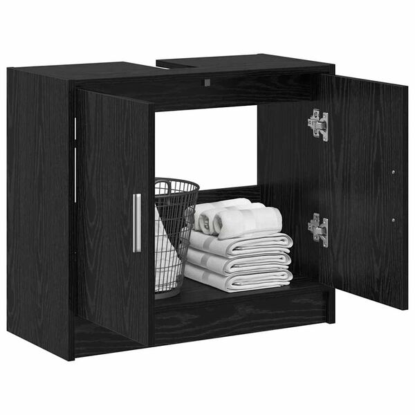 vidaXL Badezimmerschrank mit T&uuml;r Schwarz Eichen-Optik 63 x 29 x 55 cm