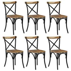 vidaXL Esszimmerst&uuml;hle 6 Stk. Schwarz Mango-Massivholz