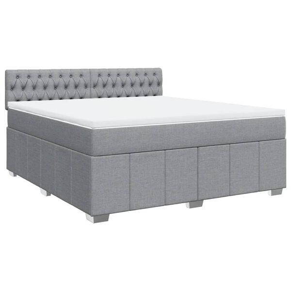 vidaXL Boxspringbett mit Matratze Hellgrau 180x200 cm Stoff
