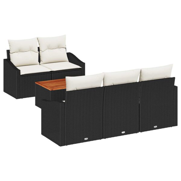 vidaXL Gartensofa-set mit Speicher 6 pcs Schwarz und Creme Poly-Rattan