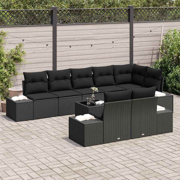 vidaXL Gartensofa-set mit Speicher Schwarz Poly Rattan
