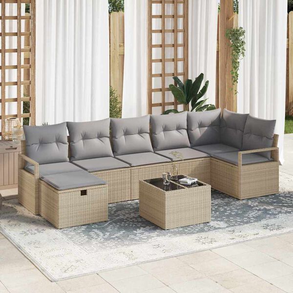 vidaXL Sofa Set mit Kissen 5 pcs Poly-Rattan