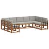 vidaXL Outdoor-Sofagarnitur mit Kissen 9 pcs Nat&uuml;rlich und Hellgrau
