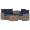 vidaXL Sofa Set 6 stk. Grau und Marineblau Polyrattan und Stahl
