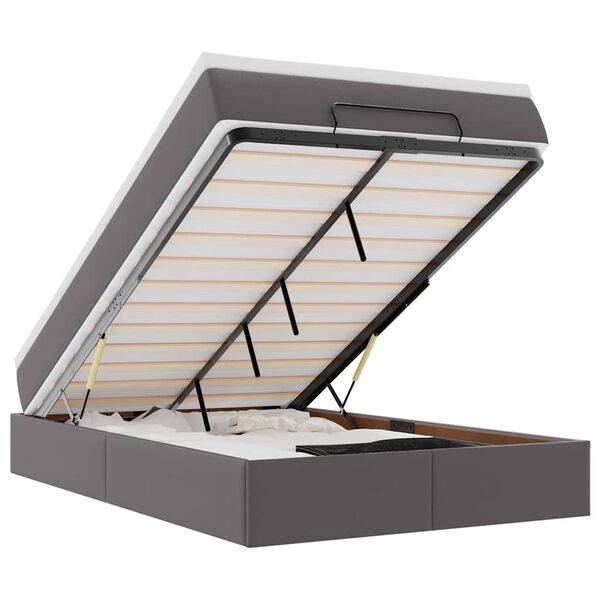 vidaXL Ottoman-Bett mit Matratze Grau 120x200 cm Kunstleder