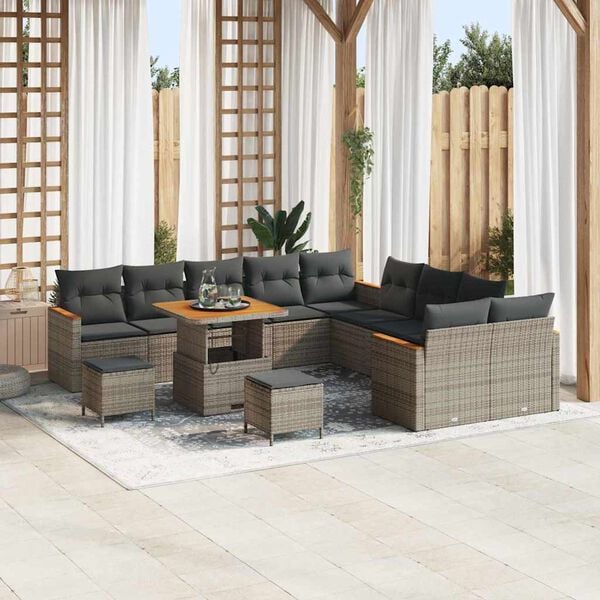 vidaXL Gartensofa-set 13 pcs Grau Poly-Rattan