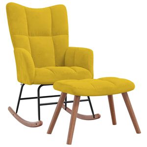 vidaXL Schaukelstuhl mit Hocker Senfgelb Samt