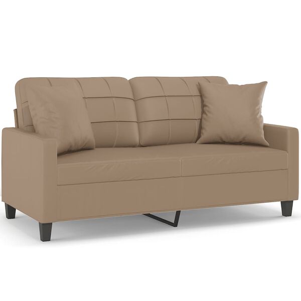 vidaXL 2-Sitzer-Sofa mit Zierkissen Cappuccino-Braun 140 cm Kunstleder