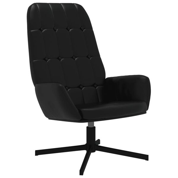 vidaXL Relaxsessel mit Hocker Gl&auml;nzend Schwarz Kunstleder