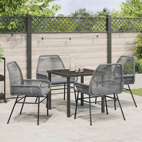 vidaXL Garten Essgruppe mit Kissen 5 pcs Grau Poly-Rattan