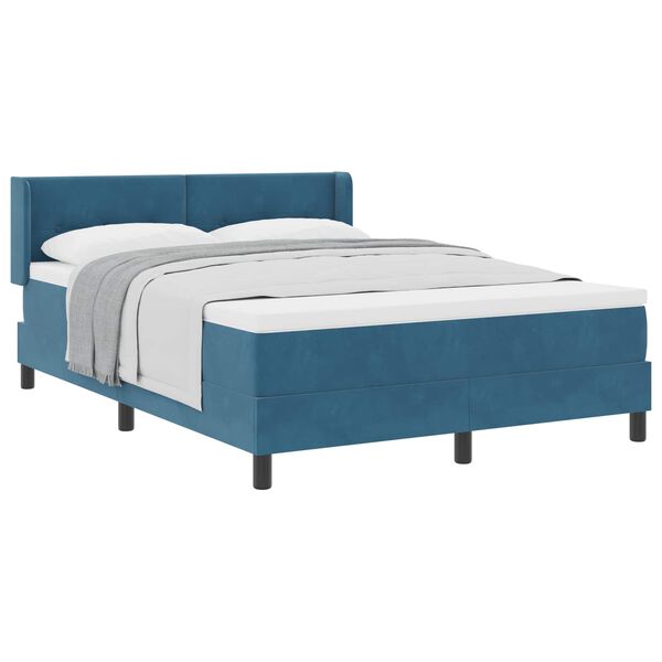 vidaXL Boxspringbett mit Matratze Dunkelblau 190 x 140 cm Samt