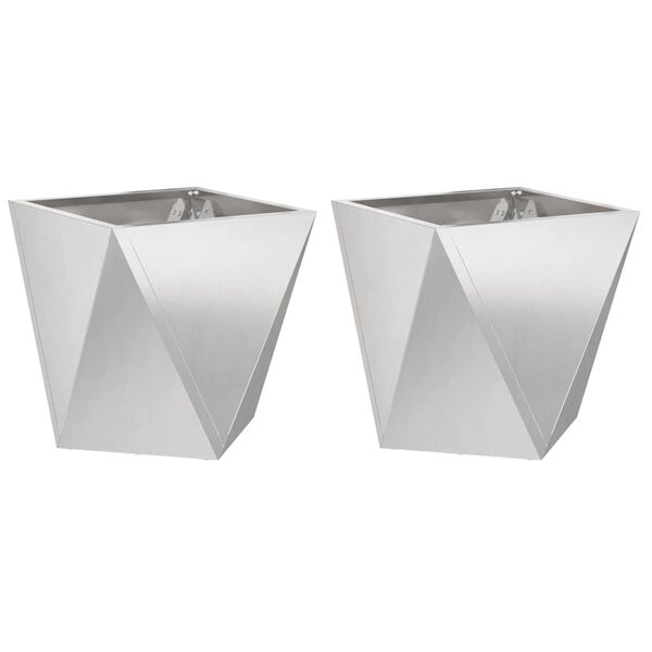 vidaXL Pflanzk&uuml;bel 2 pcs Silber 40 x 40 x 40 cm Edelstahl