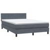 vidaXL Boxspringbett mit Matratze & LED Dunkelgrau 140x210 cm Samt
