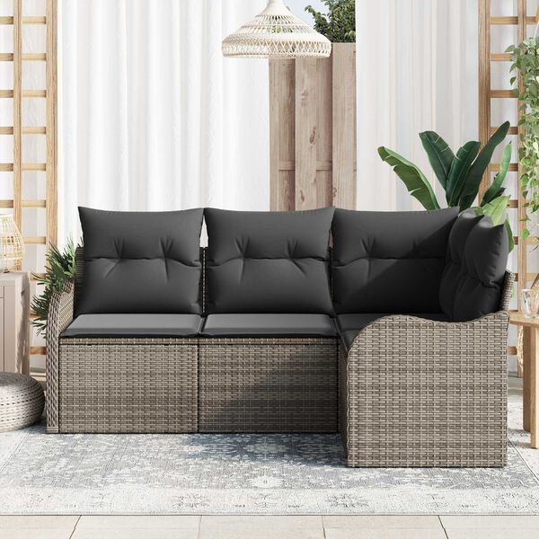 vidaXL Gartensofa-set 4 pcs Grau Poly-Rattan