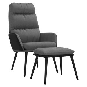 vidaXL Relaxsessel mit Hocker Hellgrau Stoff und Kunstleder