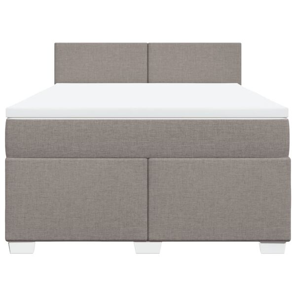 vidaXL Boxspringbett mit Matratze Taupe 140x190 cm Stoff