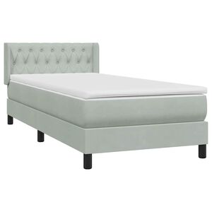vidaXL Boxspringbett mit Matratze Hellgrau 90x220 cm Samt
