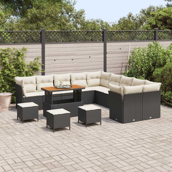 vidaXL Gartensofa-set 14 pcs Schwarz Poly-Rattan