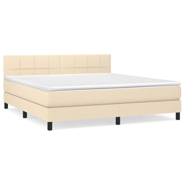 vidaXL Boxspringbett mit Matratze Creme 180x200 cm Stoff