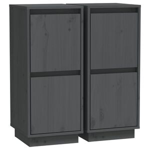 vidaXL Sideboards 2 Stk. Grau 31,5x34x75 cm Massivholz Kiefer