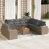vidaXL 10-tlg. Garten-Sofagarnitur mit Kissen Beige Poly Rattan