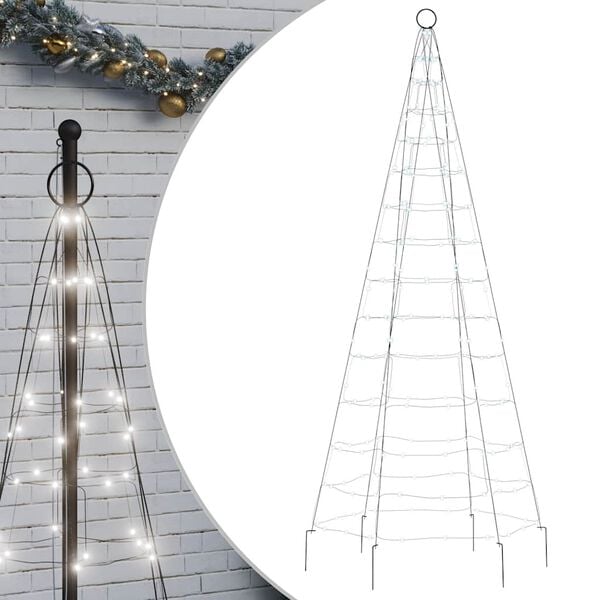 vidaXL LED-Weihnachtsbaum für Fahnenmast 200 LEDs Kaltweiß 180 cm