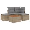vidaXL 5-tlg. Garten-Sofagarnitur mit Kissen Beige Poly Rattan