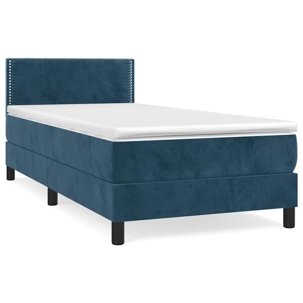 vidaXL Boxspringbett mit Matratze Dunkelblau 100x200 cm Samt