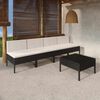 vidaXL 5-tlg. Garten-Lounge-Set mit Auflagen Poly Rattan Schwarz