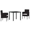vidaXL Garten Essgruppe mit Kissen 9 pcs Schwarz Poly-Rattan
