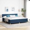 vidaXL Boxspringbett mit Kissen mit Kopfteil Blau 200 x 200 cm Stoff